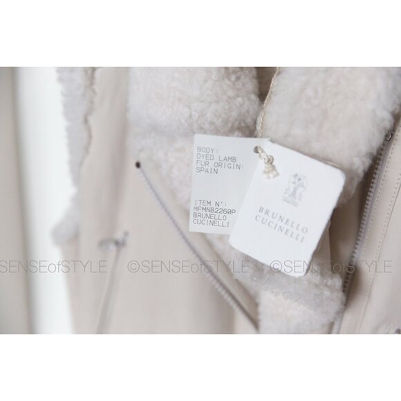 Brunello Cucinelli Women's Vest Fur Jacket Shearling Moto Leather Size 40 S - Picture 5 of 8